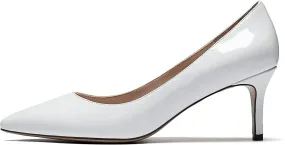 SAMMITOP Women's Pointed Toe Mid Heel Classic Pumps Slip On Elegant Formal Party Dress Shoes