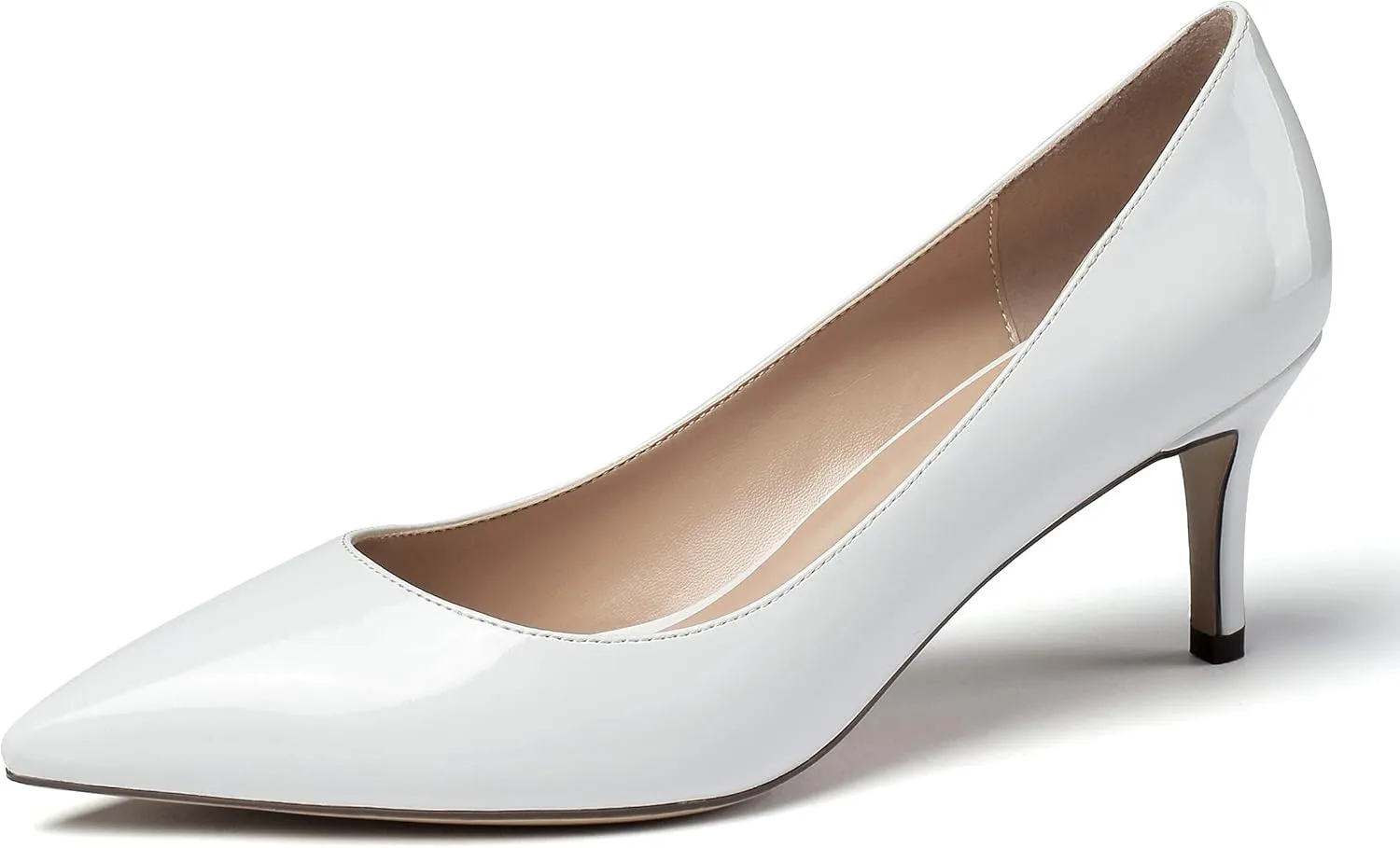 SAMMITOP Women's Pointed Toe Mid Heel Classic Pumps Slip On Elegant Formal Party Dress Shoes