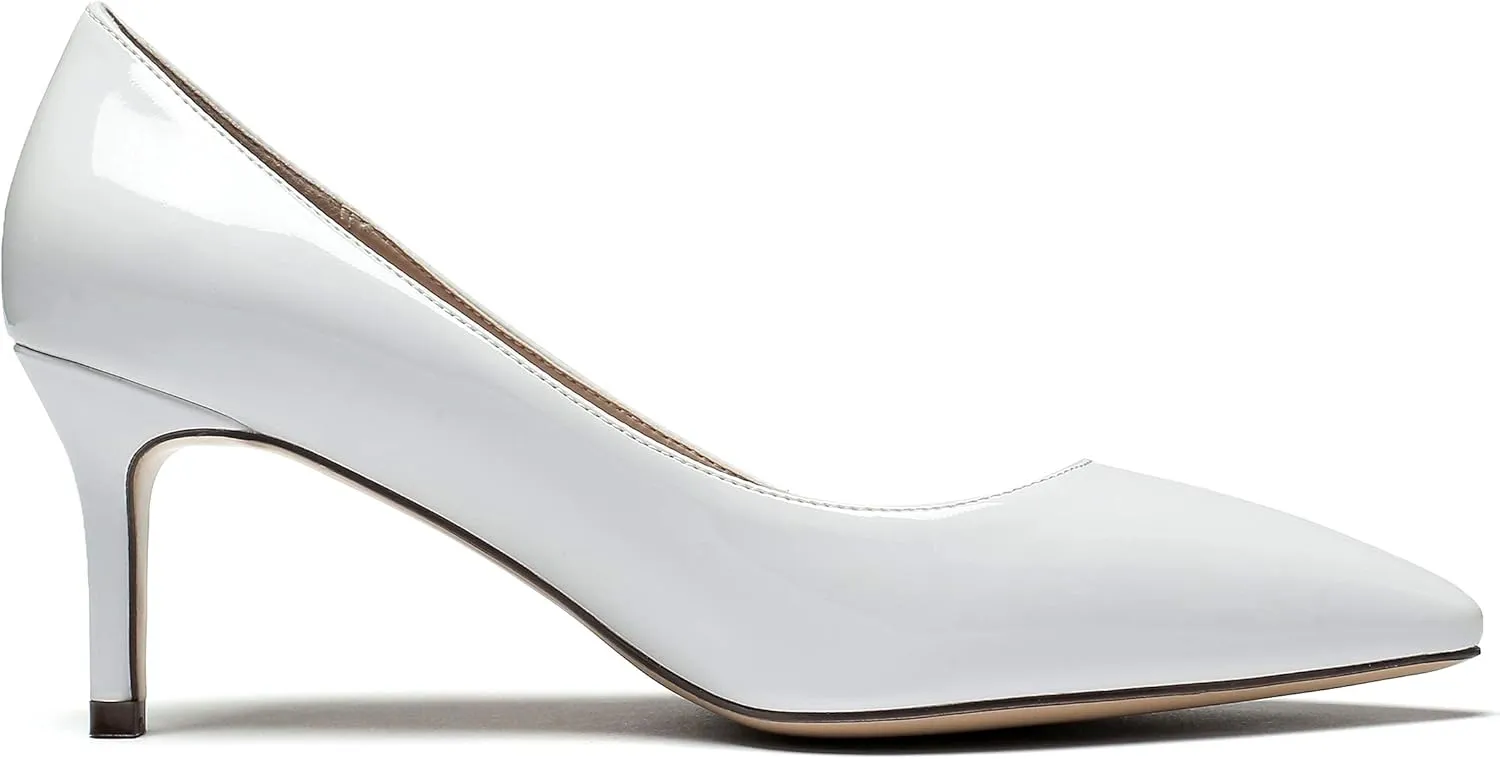 SAMMITOP Women's Pointed Toe Mid Heel Classic Pumps Slip On Elegant Formal Party Dress Shoes