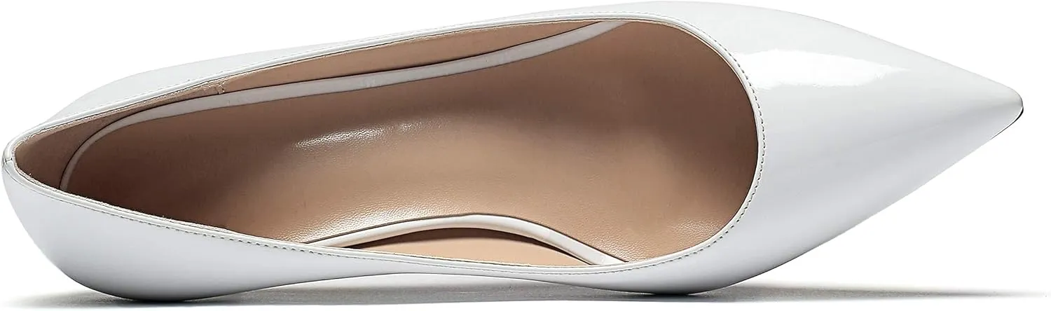 SAMMITOP Women's Pointed Toe Mid Heel Classic Pumps Slip On Elegant Formal Party Dress Shoes