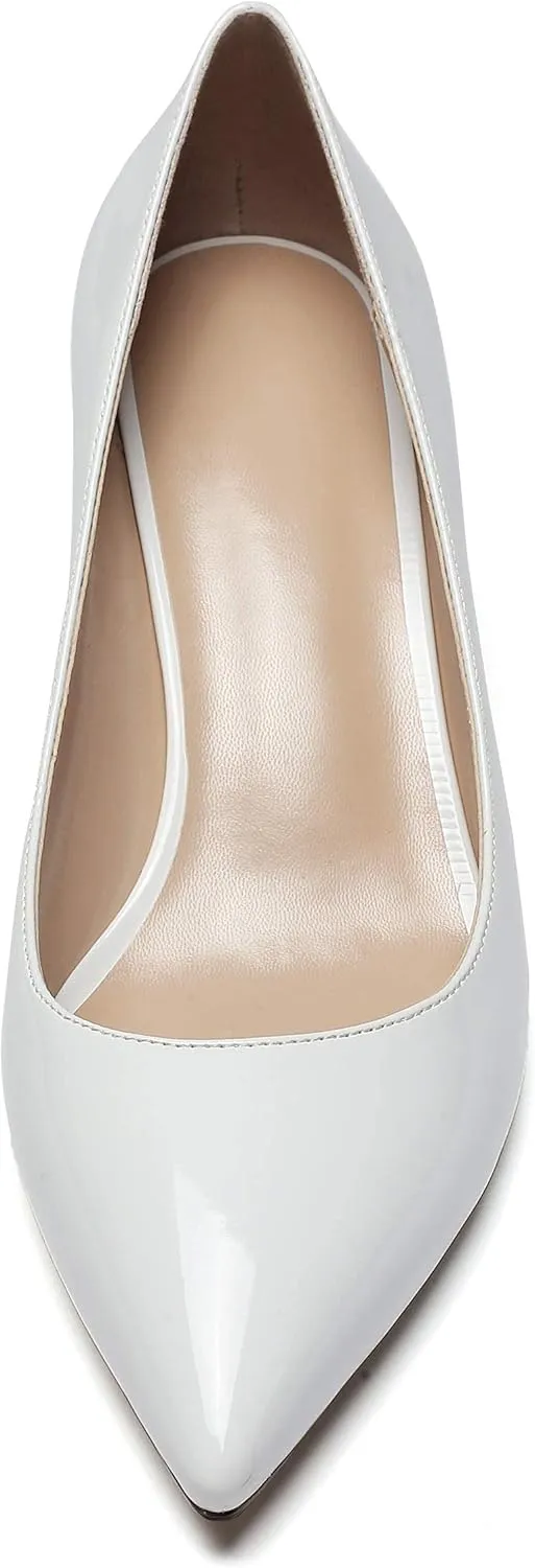 SAMMITOP Women's Pointed Toe Mid Heel Classic Pumps Slip On Elegant Formal Party Dress Shoes
