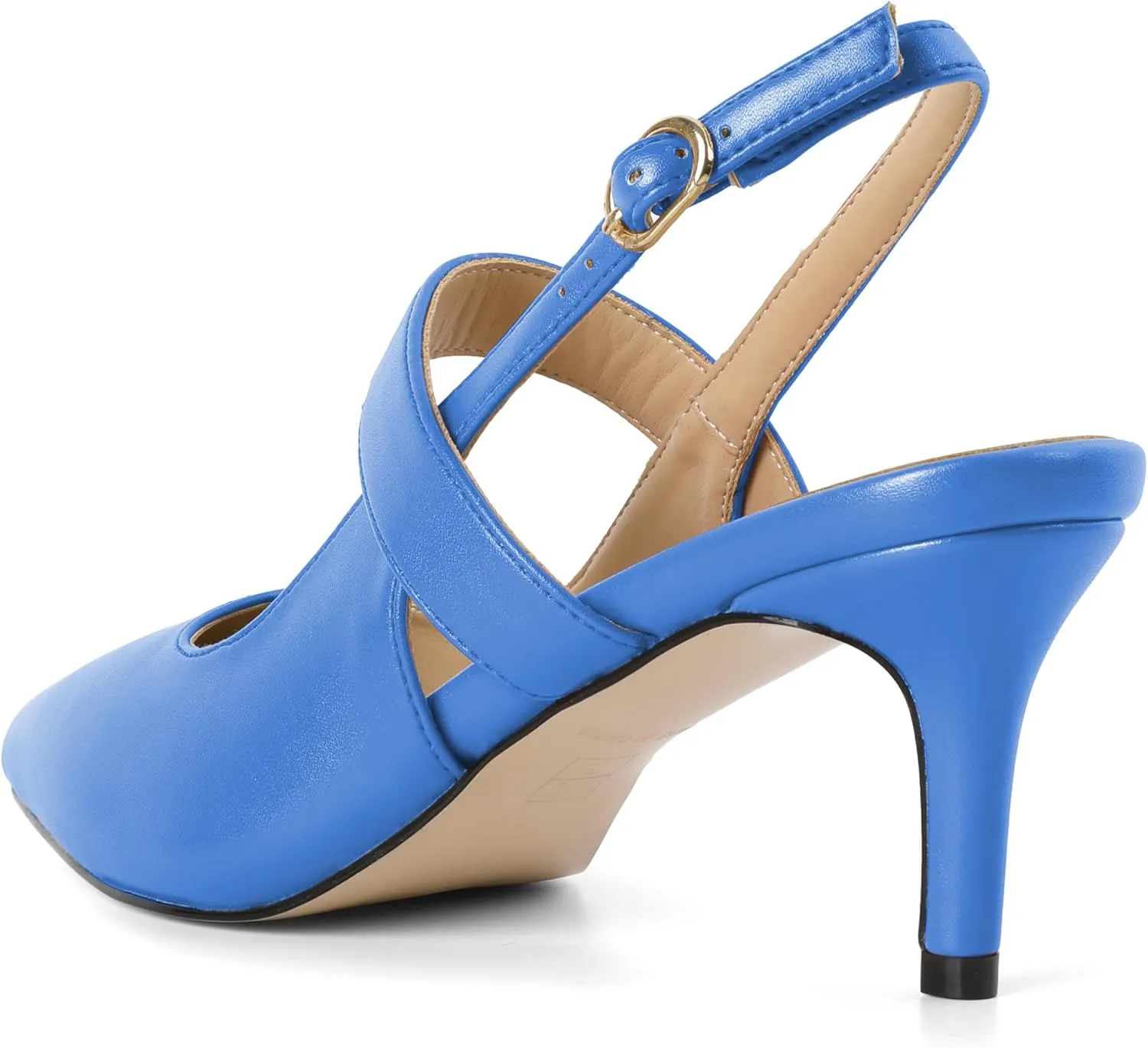 SAMMITOP Womens Slingback Kitten Heels Closed Pointed Toe Ankle Strap Pumps Elegant Casual Wedding Office Dressy Shoes 2.5 Inch