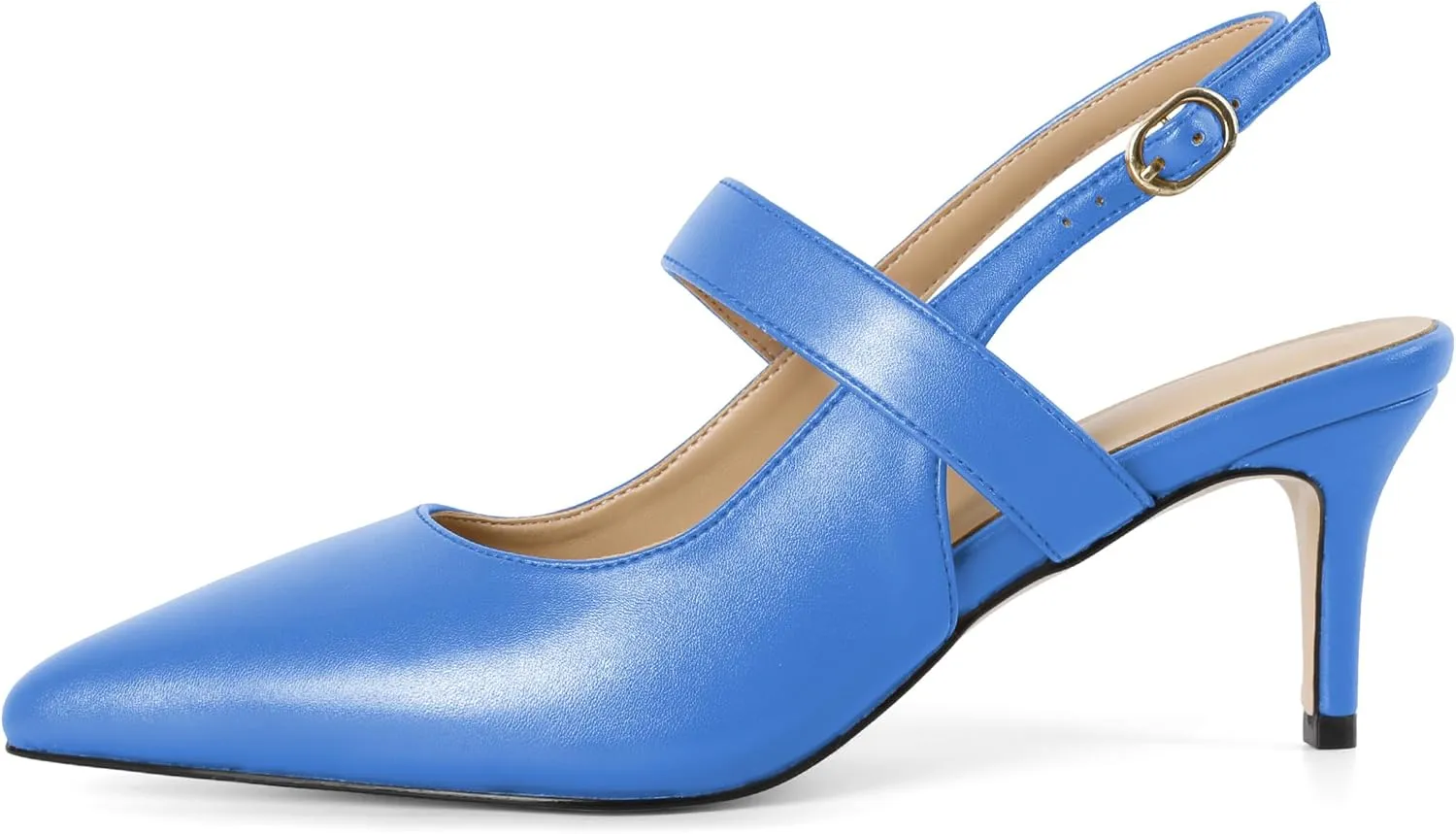 SAMMITOP Womens Slingback Kitten Heels Closed Pointed Toe Ankle Strap Pumps Elegant Casual Wedding Office Dressy Shoes 2.5 Inch