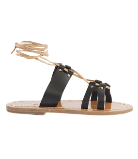 SAVANNAH ANKLE WRAPPED STRAP SANDALS BLACK