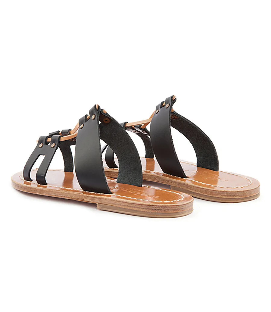 SAVANNAH ANKLE WRAPPED STRAP SANDALS BLACK