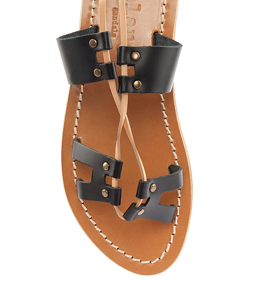 SAVANNAH ANKLE WRAPPED STRAP SANDALS BLACK