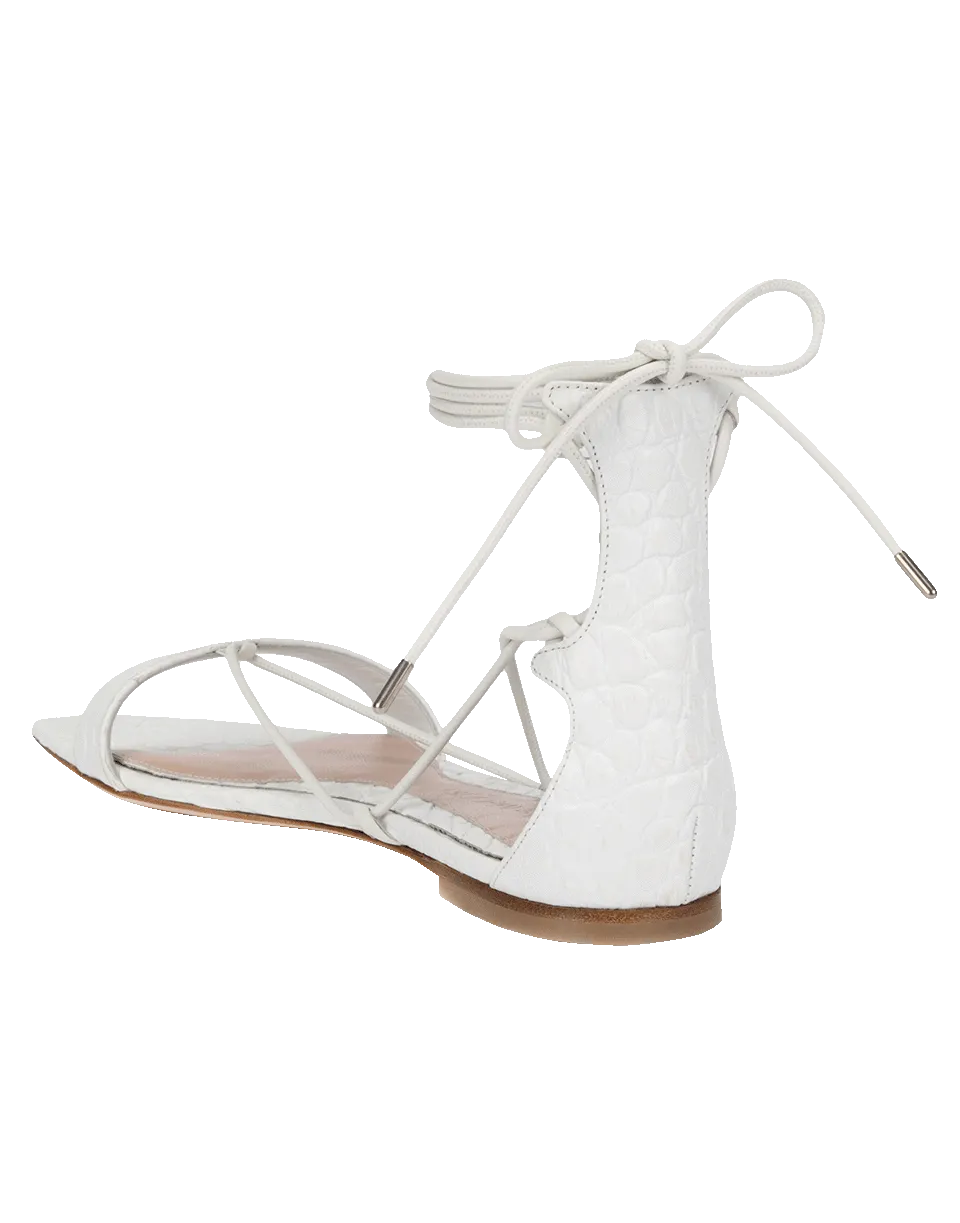 Stamped Crocodile Ankle Wrap Sandal