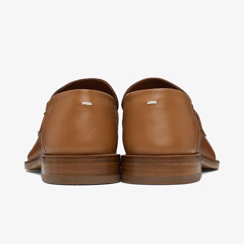 Tan Buffed Brown Leather Loafers