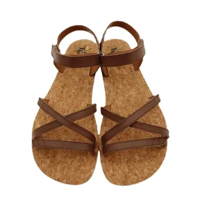 Tipsietoes Crossed Barefoot Leather Flat Sandals for Women
