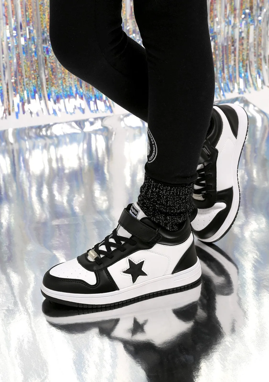 Unisex Black White With Lights Hi-Top Sneakers Napa
