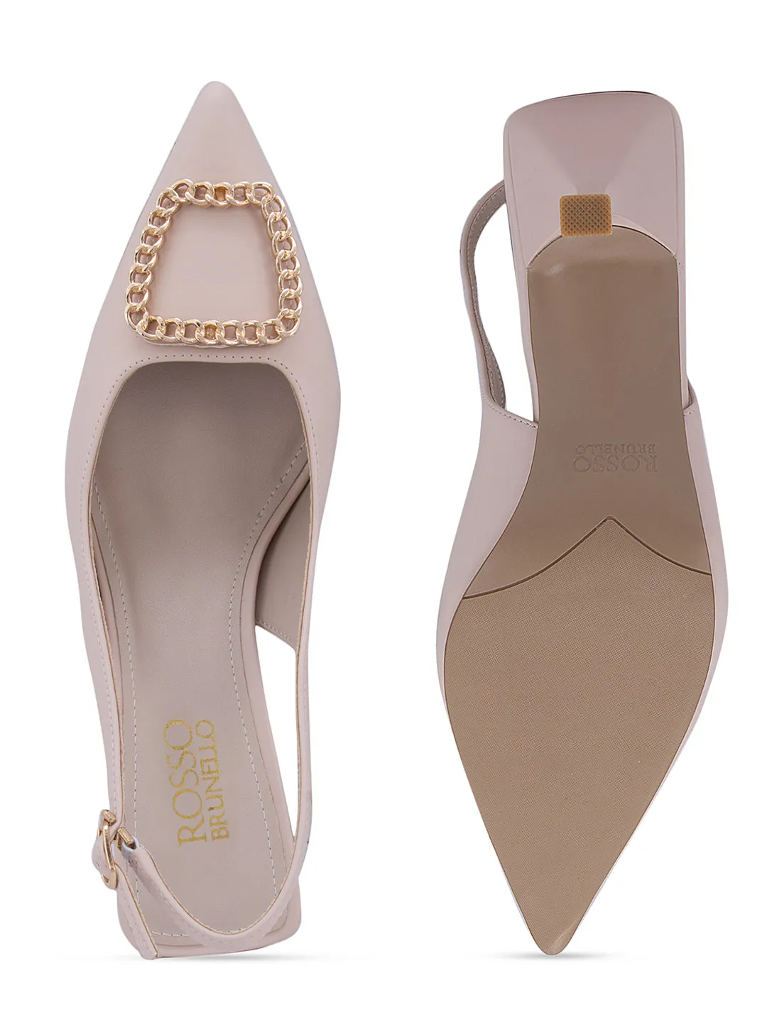 White Pointed Toe Slingback Heels