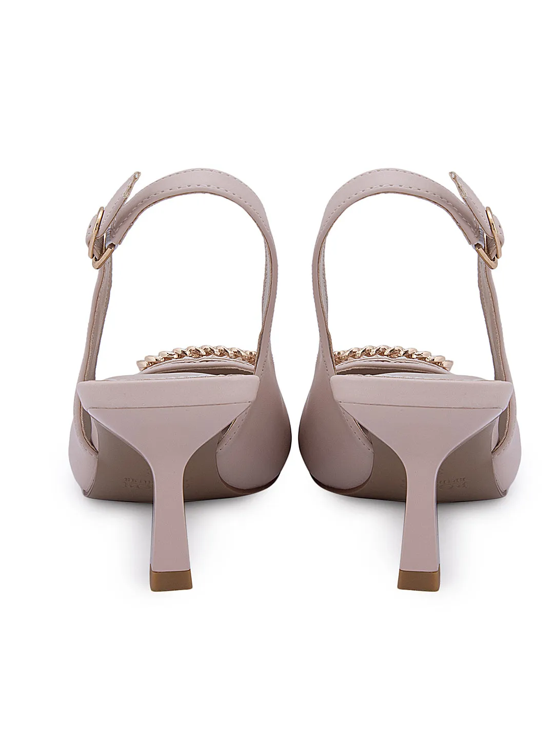 White Pointed Toe Slingback Heels