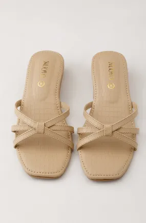 Women Slippers -  Heeled Sandals - BEIGE (WAFH23W-1001 BEIGE)