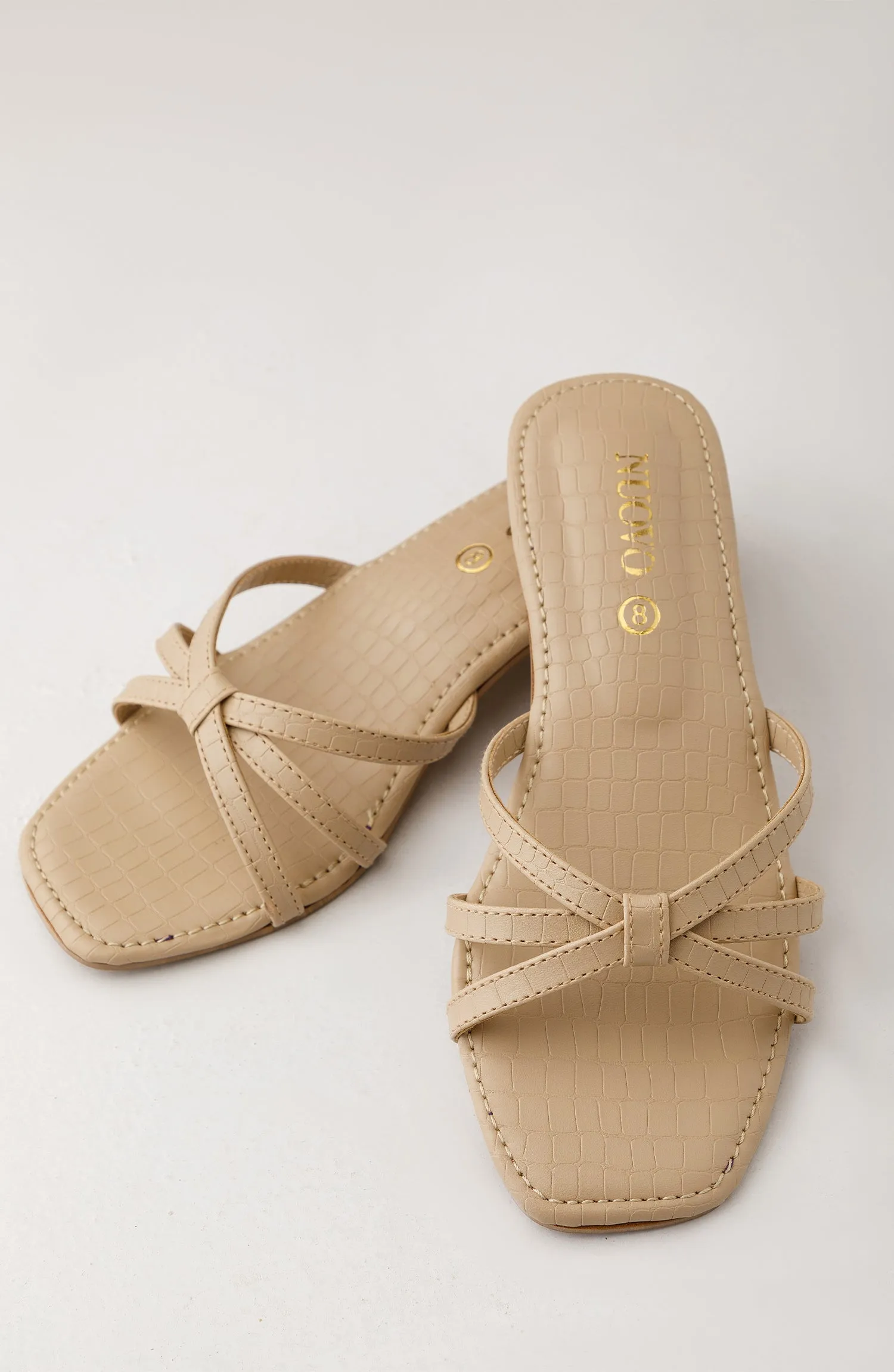 Women Slippers -  Heeled Sandals - BEIGE (WAFH23W-1001 BEIGE)
