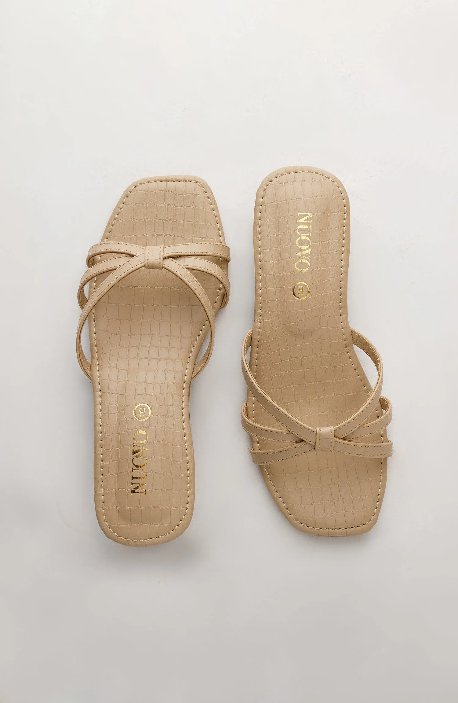 Women Slippers -  Heeled Sandals - BEIGE (WAFH23W-1001 BEIGE)