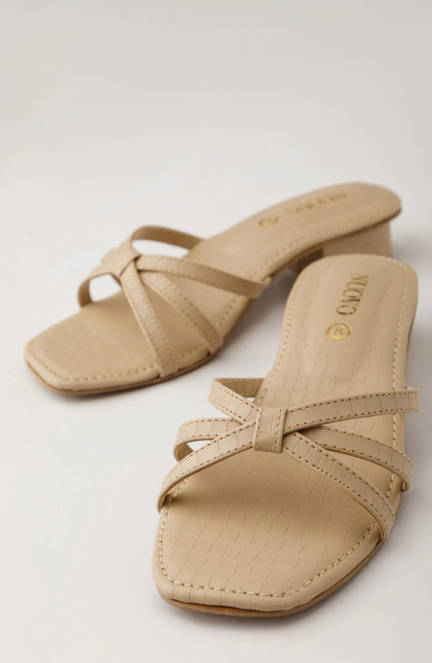 Women Slippers -  Heeled Sandals - BEIGE (WAFH23W-1001 BEIGE)