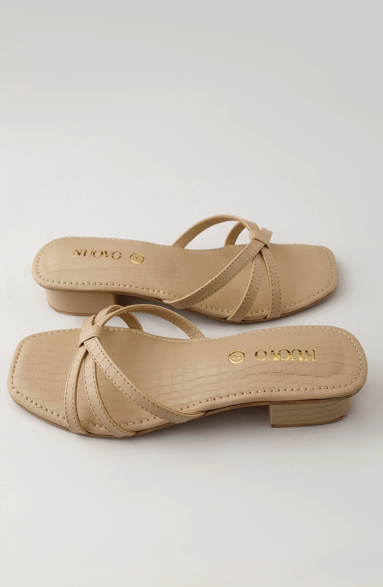 Women Slippers -  Heeled Sandals - BEIGE (WAFH23W-1001 BEIGE)