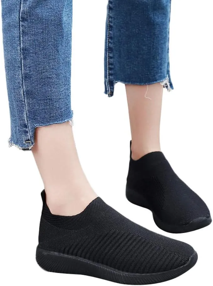 Women's Fashion Sneaker Mesh Slip On Black Non Slip Shoes for Women Comfortable Wide Tennis Shoes for Men Womens Comfortable Loafers White Sneakers for Men