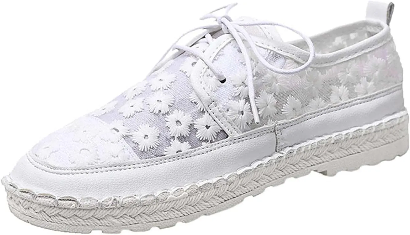 ZBYY Women's Fashion Canvas Sneakers Summer Slip on Mesh Floral Print Breathable Low Top Lace Up Casual Shoes